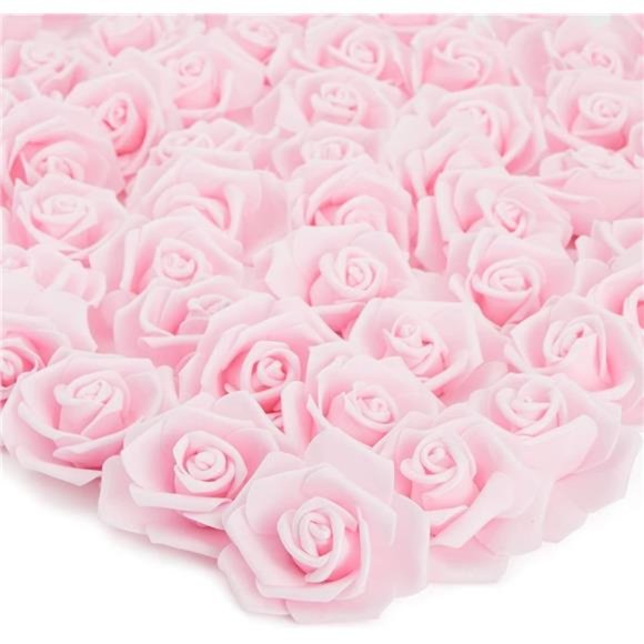100 Pack Light Pink Artificial Flowers Bulk Stemless Fake Foam Roses for Wedding - Picture 1 of 6